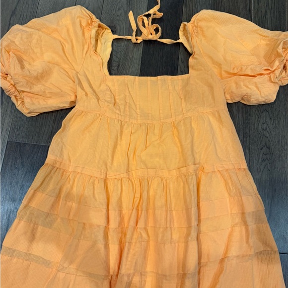 Anthropologie Orange Puff Sleeve Mini Dress - Picture 3 of 4